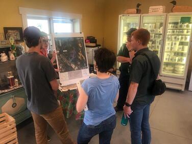 An image of the interns visiting the farm and learning about the project.